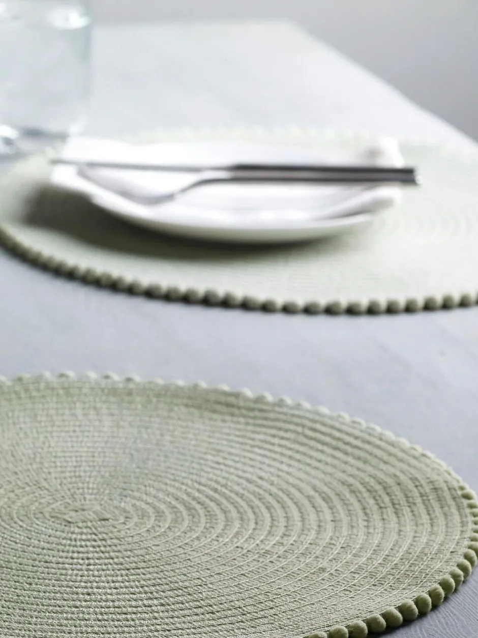 Next Set of 4 Pom Pom Placemats Sage Green Discount