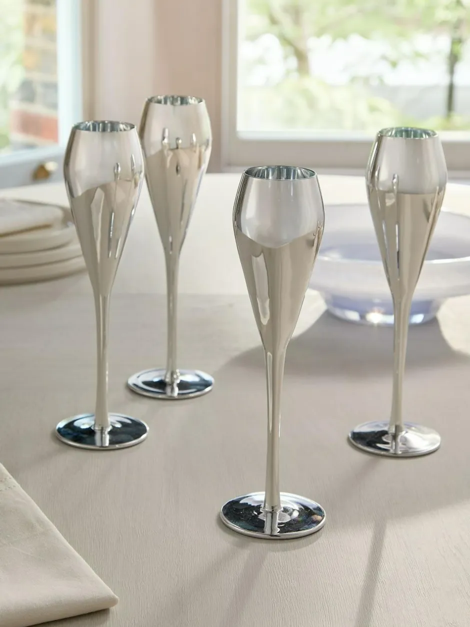 Next Set of 4 Silver Sloane Champagne Flutes Sale