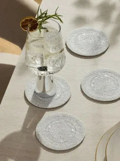 Next Set of 4 White Beaded Coasters Discount