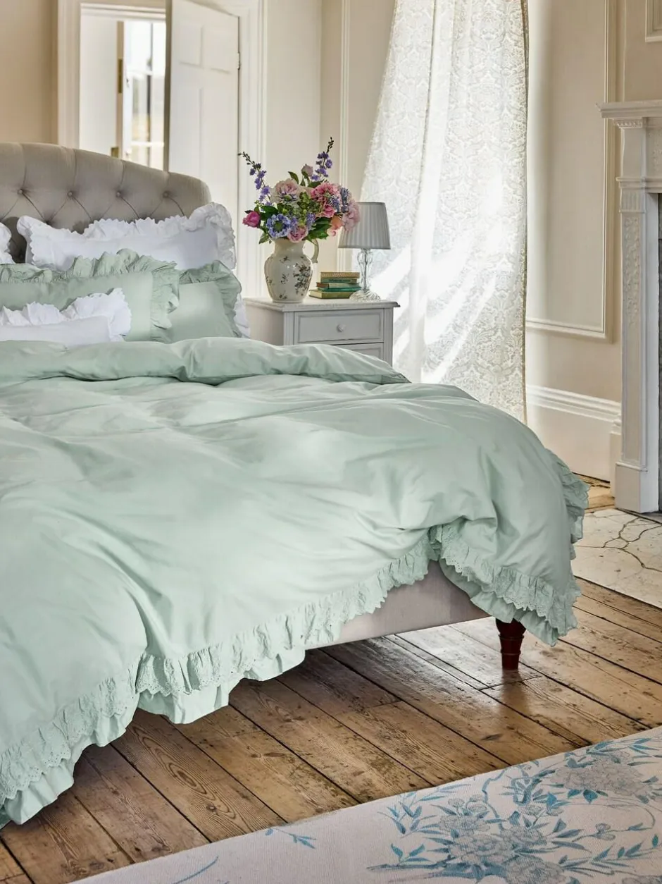 Shabby Chic by Rachel Ashwell® Broderie Anglaise Ruffle Duvet Cover and Pillowcase Set Blue New