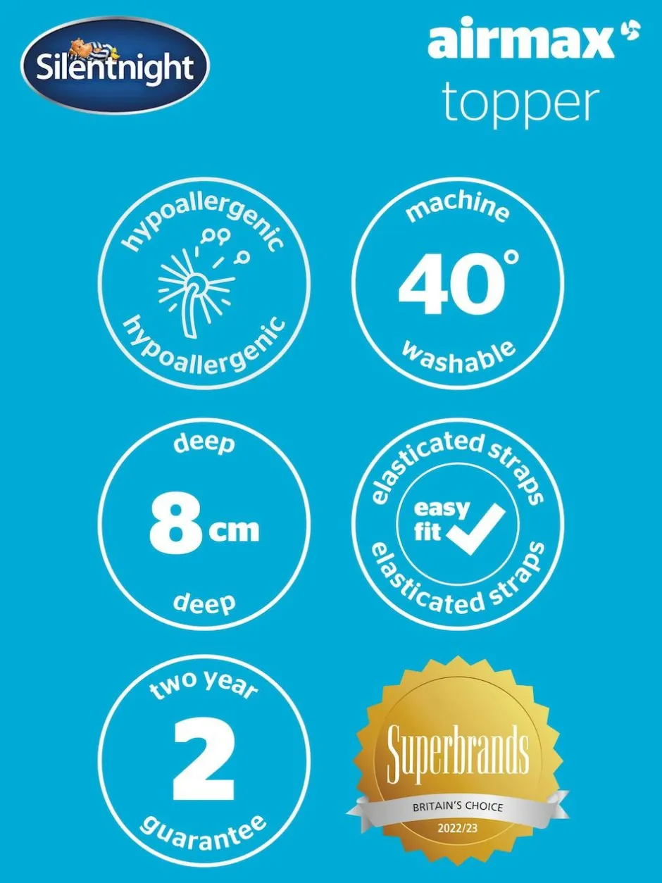 Silentnight White Airmax 800 8cm Mattress Topper Discount