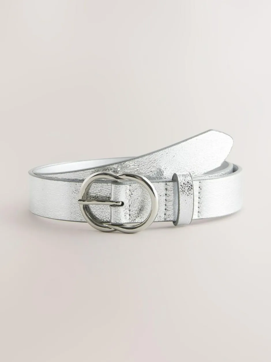 Next Regular PU Belt Silver Crackle Clearance