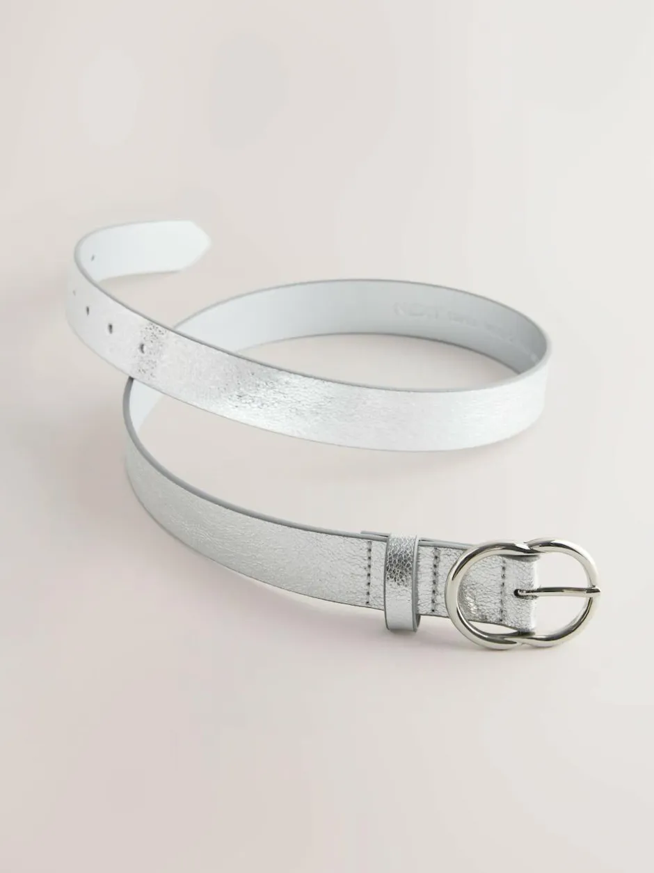 Next Regular PU Belt Silver Crackle Clearance