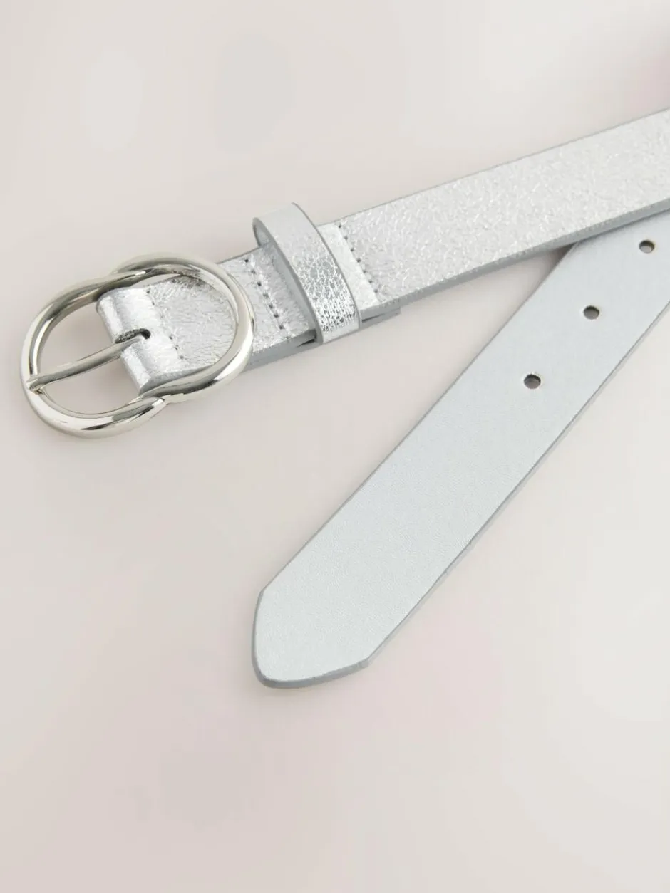 Next Regular PU Belt Silver Crackle Clearance