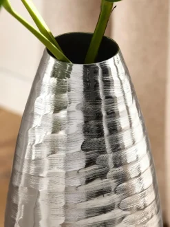 Next Silver Extra Large Metal Textured Vase