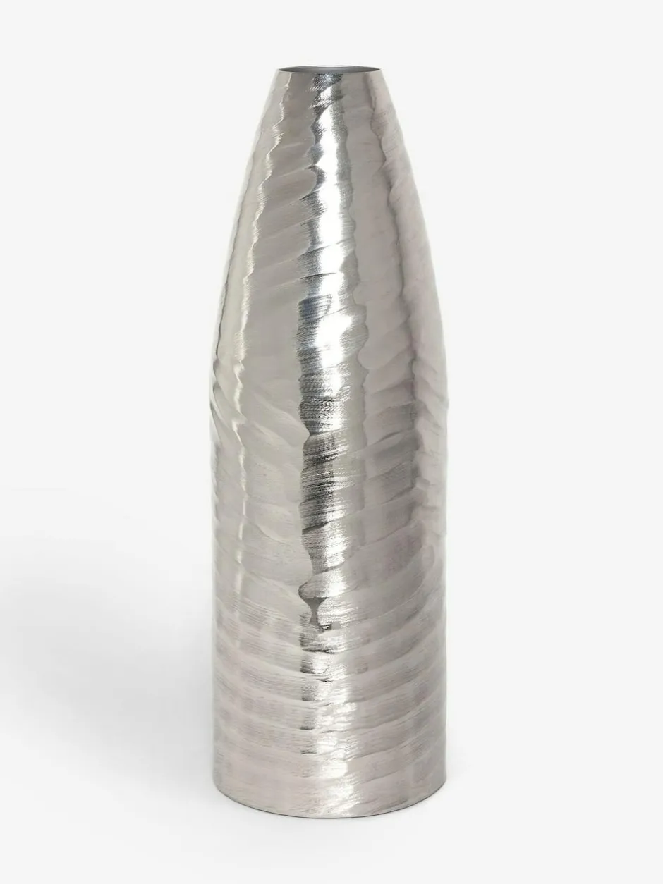 Next Silver Extra Large Metal Textured Vase