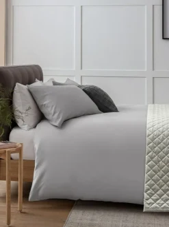 Next Silver Grey 400 Thread Count Egyptian Cotton Sateen Luxury Duvet Cover and Pillowcase Set