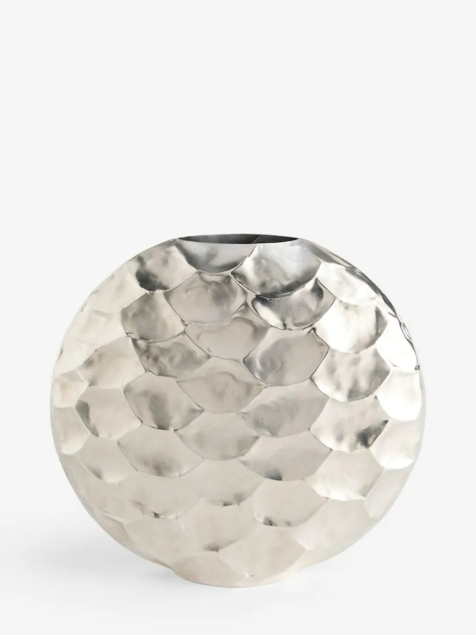 Next Silver Metal Scalloped Vase Hot
