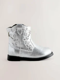 Next Silver Metallic Western Cowboy Ankle Boots Best