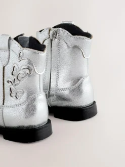 Next Silver Metallic Western Cowboy Ankle Boots Best