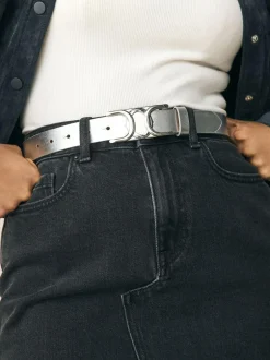 Next Regular Statement Buckle Leather Belt Silver Discount