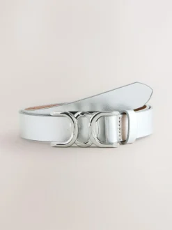Next Regular Statement Buckle Leather Belt Silver Discount