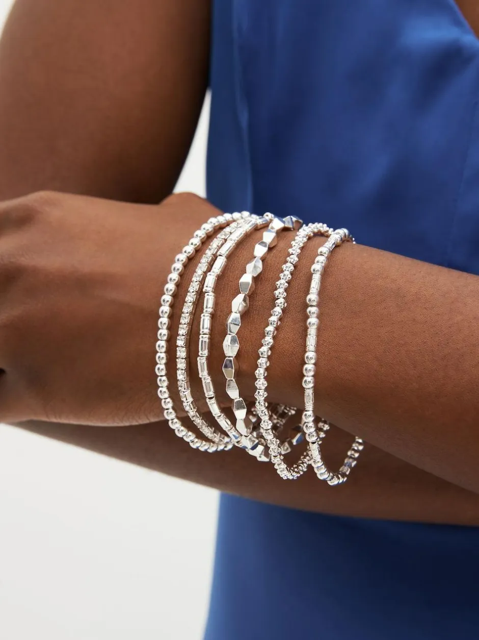 Next Sparkle Stretch Bracelets Pack Silver Tone Clearance