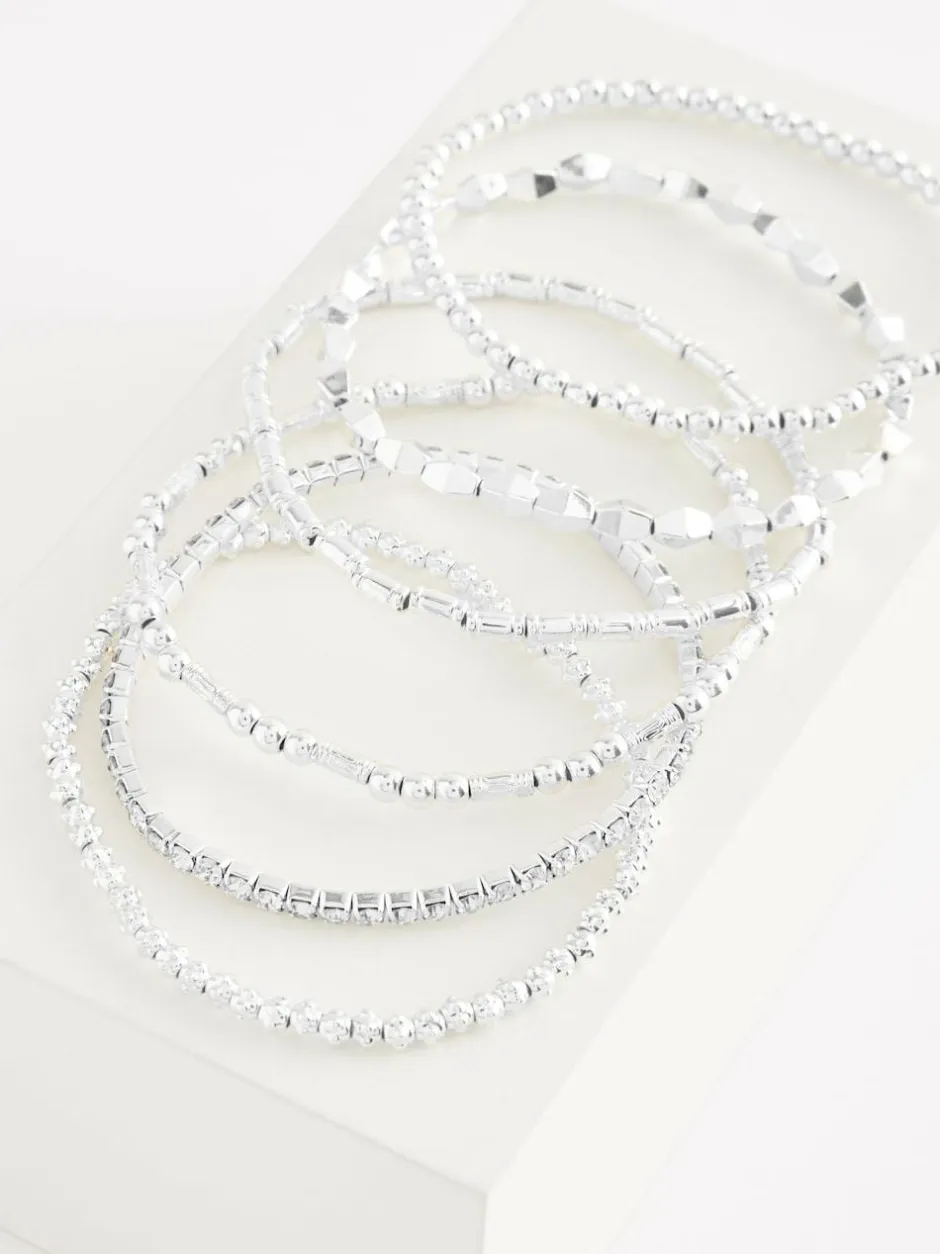 Next Sparkle Stretch Bracelets Pack Silver Tone Clearance