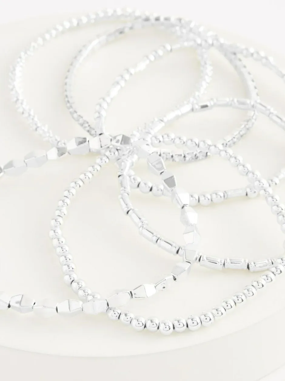 Next Sparkle Stretch Bracelets Pack Silver Tone Clearance
