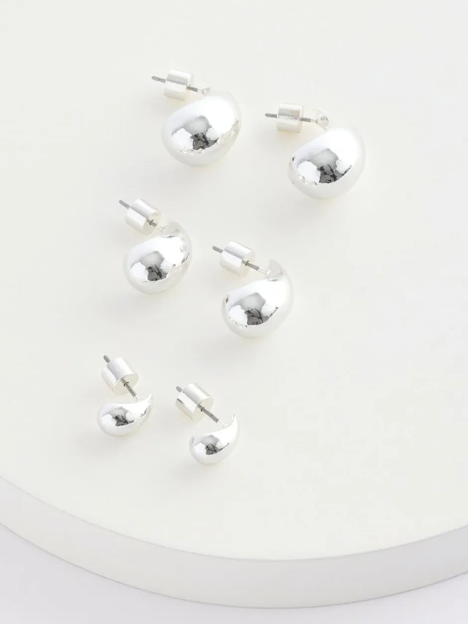 Next Teardrop Earrings 3 Pack Silver Tone Sale