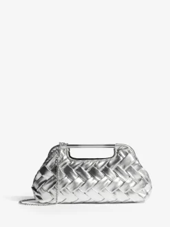 Lipsy Weave Grab Handle Clutch Bag Silver Outlet