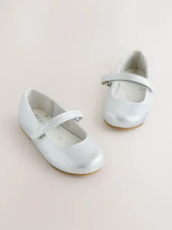 Next Wide Fit (G) Mary Jane Touch Fastening Occasion Shoes Silver Sale