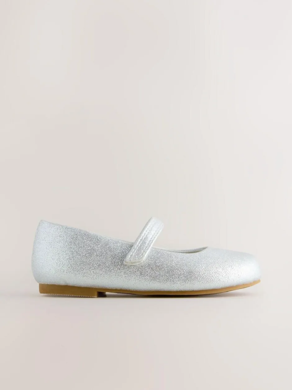 Next Wide Fit (G) Mary Jane Touch Fastening Occasion Shoes Silver Sale