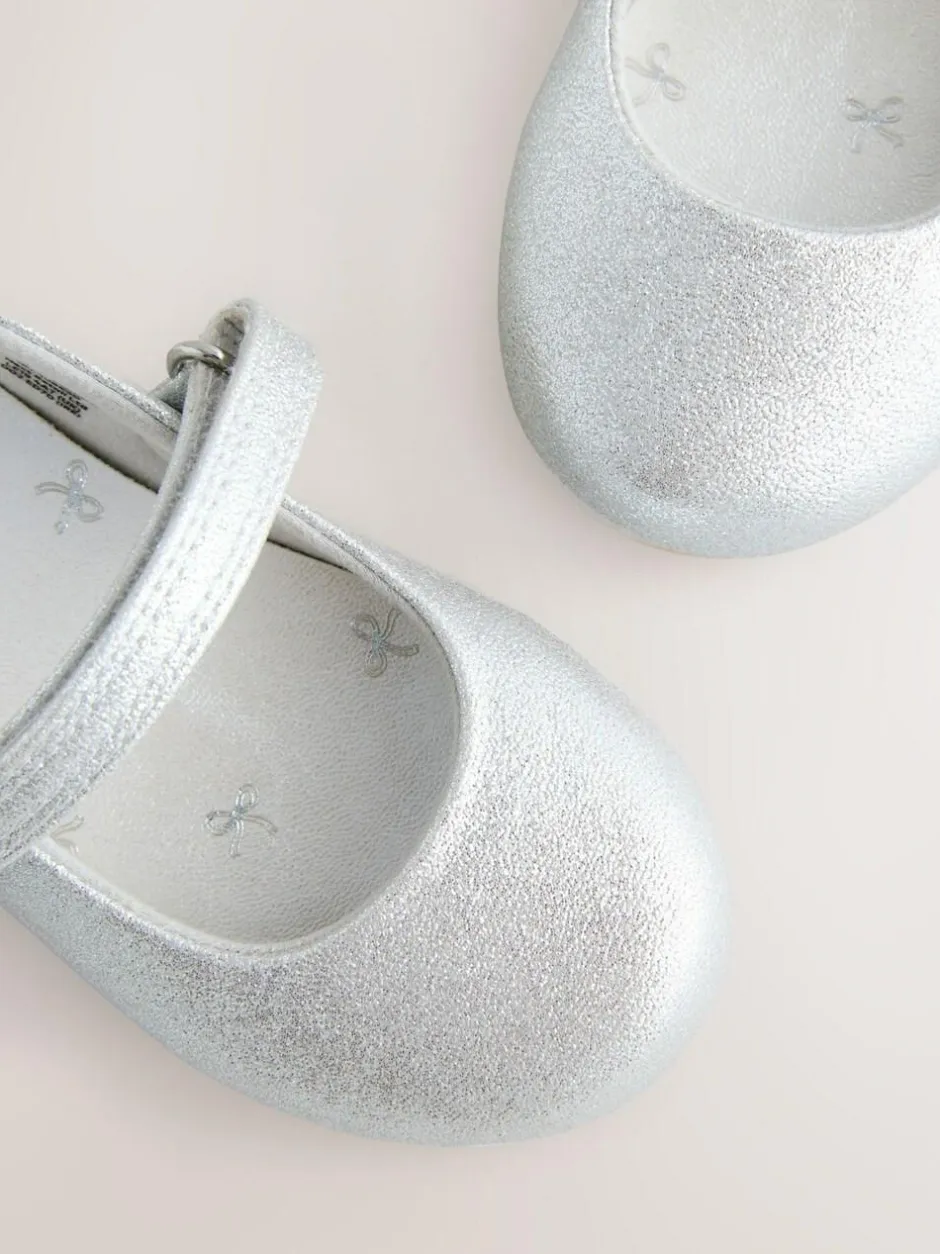 Next Wide Fit (G) Mary Jane Touch Fastening Occasion Shoes Silver Sale