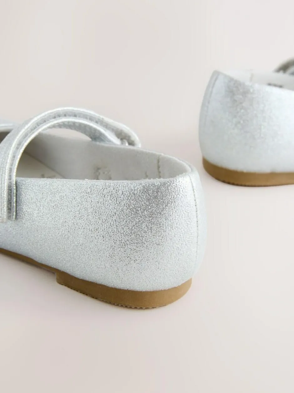 Next Wide Fit (G) Mary Jane Touch Fastening Occasion Shoes Silver Sale