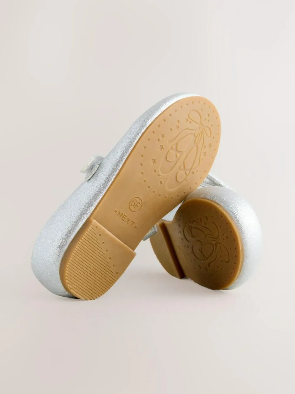Next Wide Fit (G) Mary Jane Touch Fastening Occasion Shoes Silver Sale