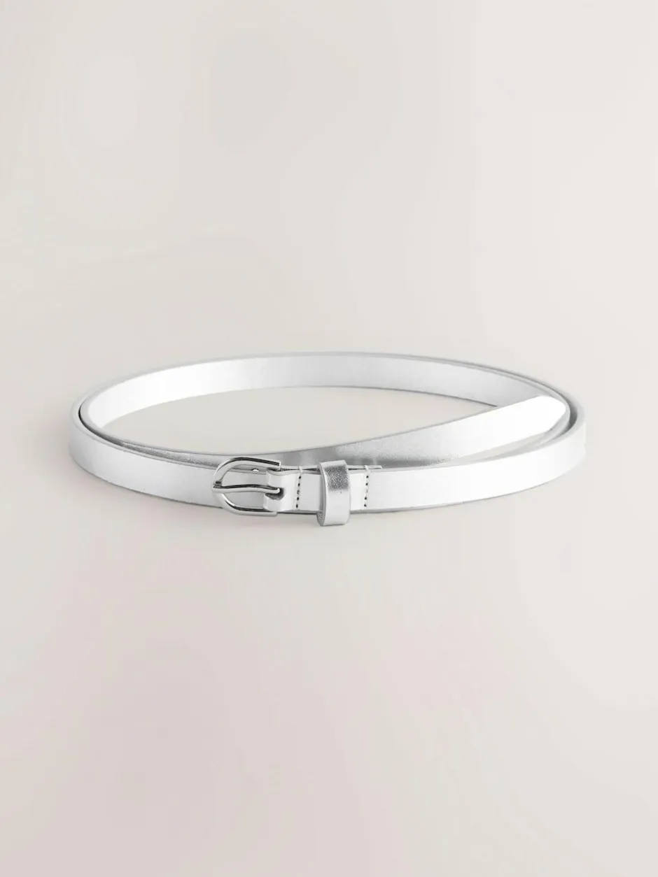 Next PU Skinny Belts 2 Pack Silver/Gold Discount