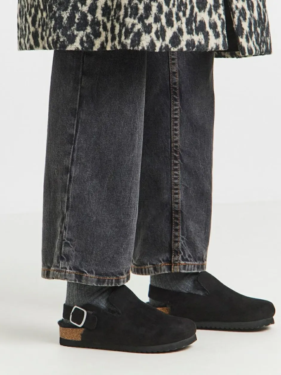 Simply Be Fluffy Mules With Back Strap Black Online