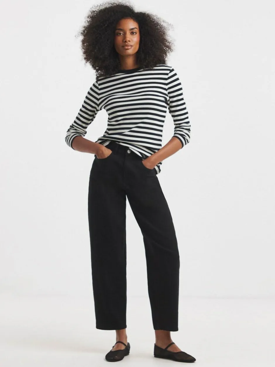 Simply Be Smart Tapered Barrel Jeans Black Hot