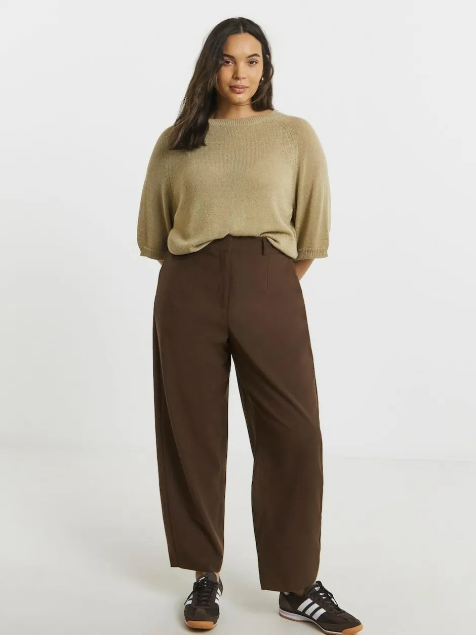 Simply Be Brown Tailored Barrel Leg Trouser Clearance