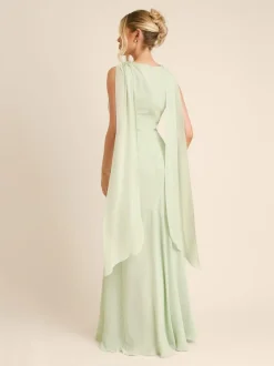 Six Stories Green High Cowl Neck Drape Crepe Bridesmaid Dress Best