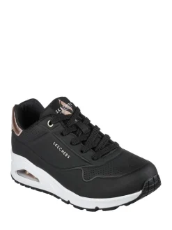 Skechers Golden Womens Standard Fit Uno Trainers Black Dark Hot