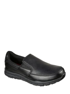 Skechers Black Mens Nampa Groton Resistant Slip On Shoes Clearance