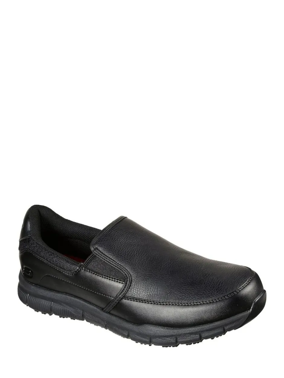 Skechers Black Mens Nampa Groton Resistant Slip On Shoes Clearance