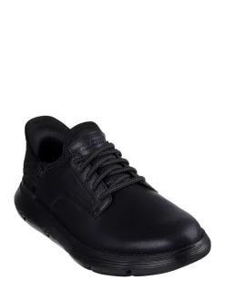 Skechers Wide Fit Mens Garza Slip In Trainers Black New