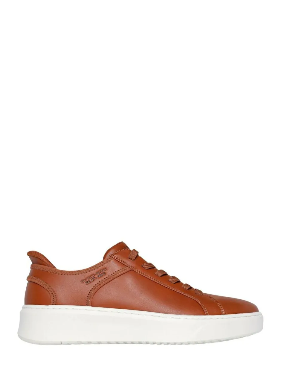 Skechers Court Break Double Vented Slip In Trainers Brown Hot