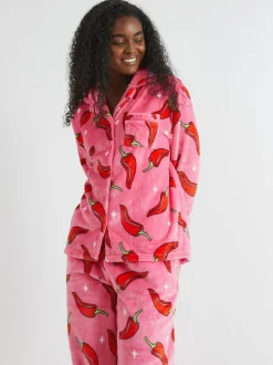 Skinnydip White Chilli Sparkle Twosie Fleece Pyjamas Set Online