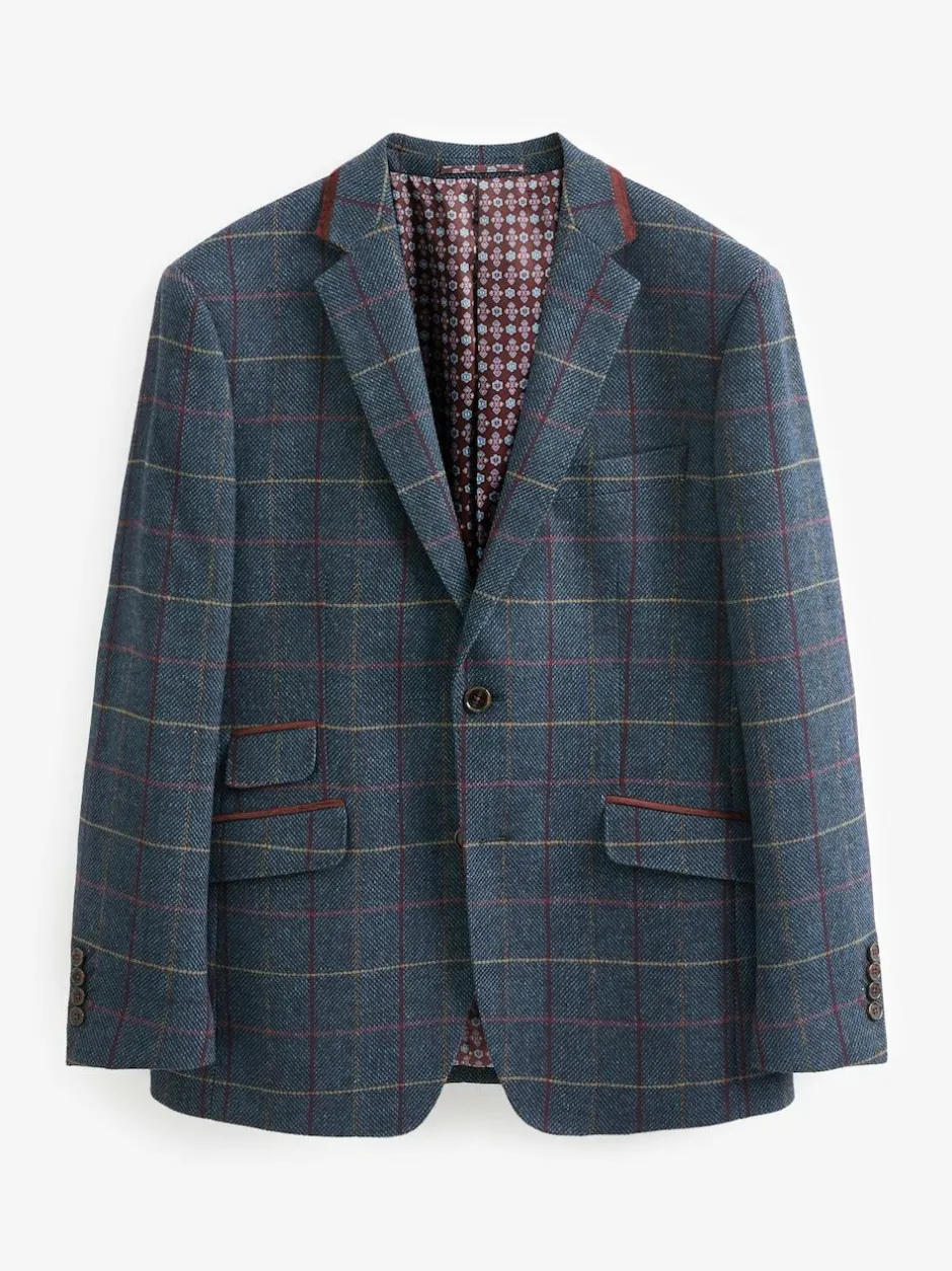 Skopes Blue Doyle Tweed Tailored Wool Blend Suit: Jacket Discount