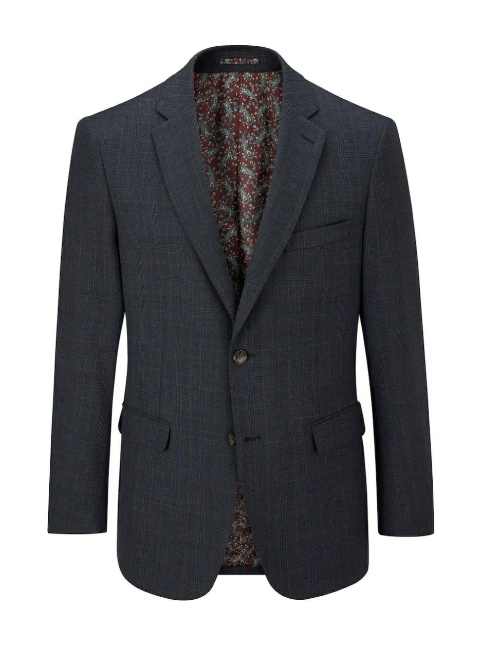 Skopes Elijah Tailored Fit Check Suit Jacket Blue