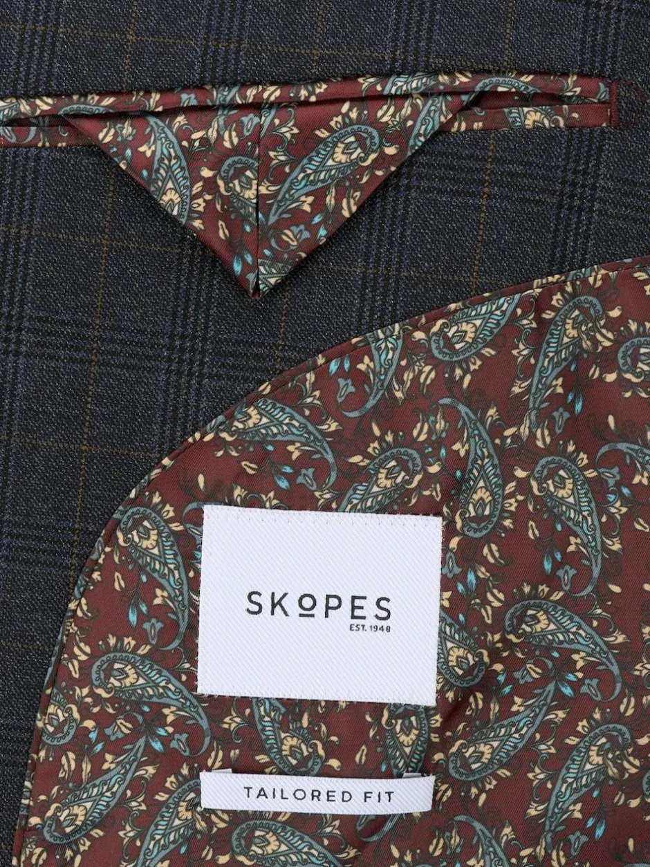 Skopes Elijah Tailored Fit Check Suit Jacket Blue