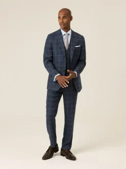 Skopes Blue Meredith Tailored Fit Suit Jacket Windowpane Check New