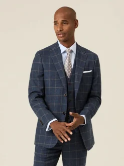 Skopes Blue Meredith Tailored Fit Suit Jacket Windowpane Check New