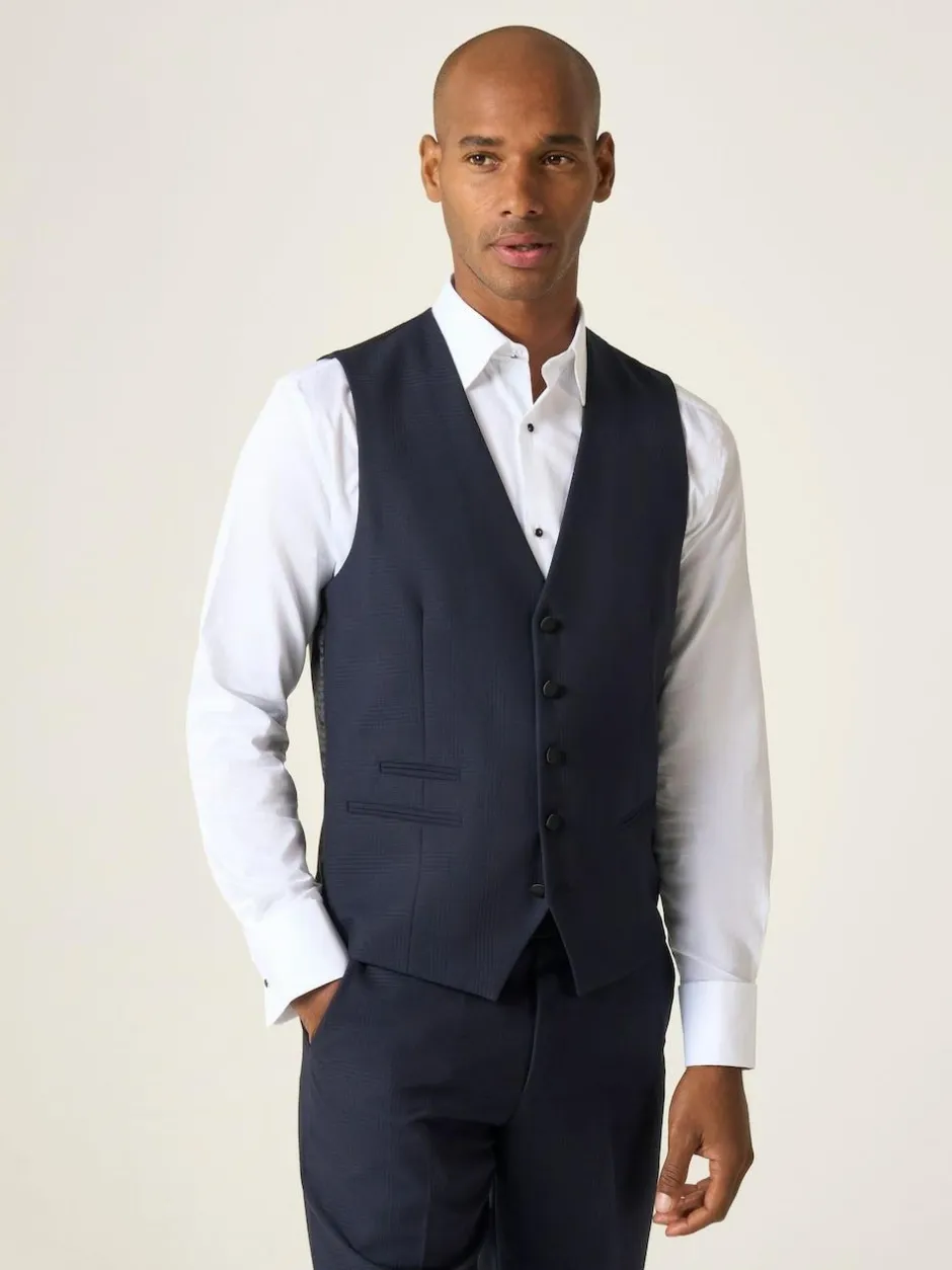 Skopes Newman Check Tailored Fit Suit Waistcoat Blue New