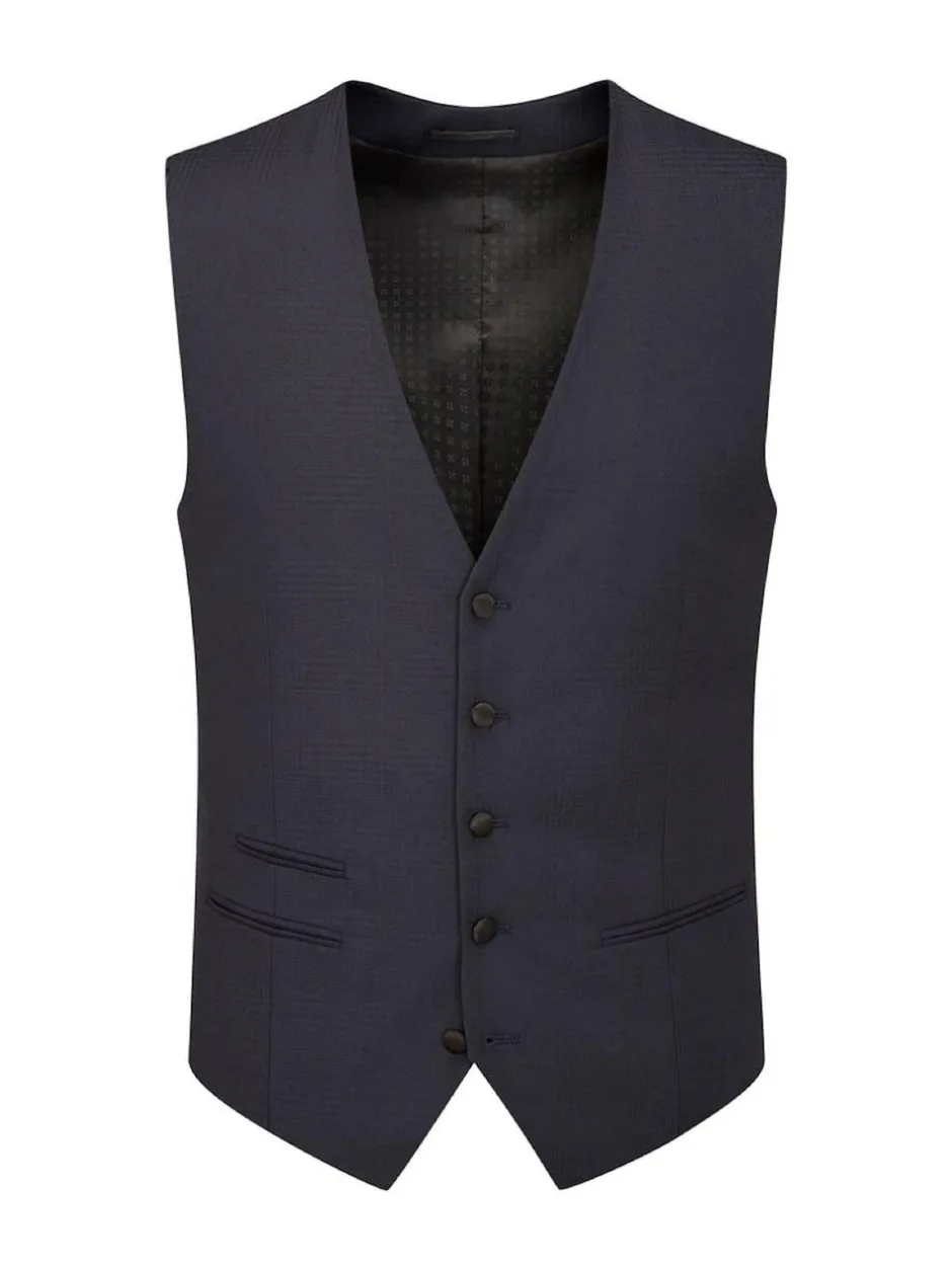 Skopes Newman Check Tailored Fit Suit Waistcoat Blue New