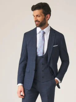 Skopes Slim Fit Anello Check Suit Jacket Blue Outlet