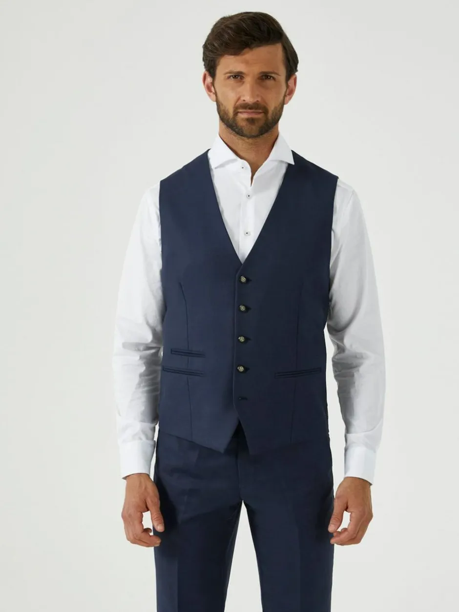 Skopes Blue Tailored Fit Wool Blend Joss Suit Waistcoat Outlet