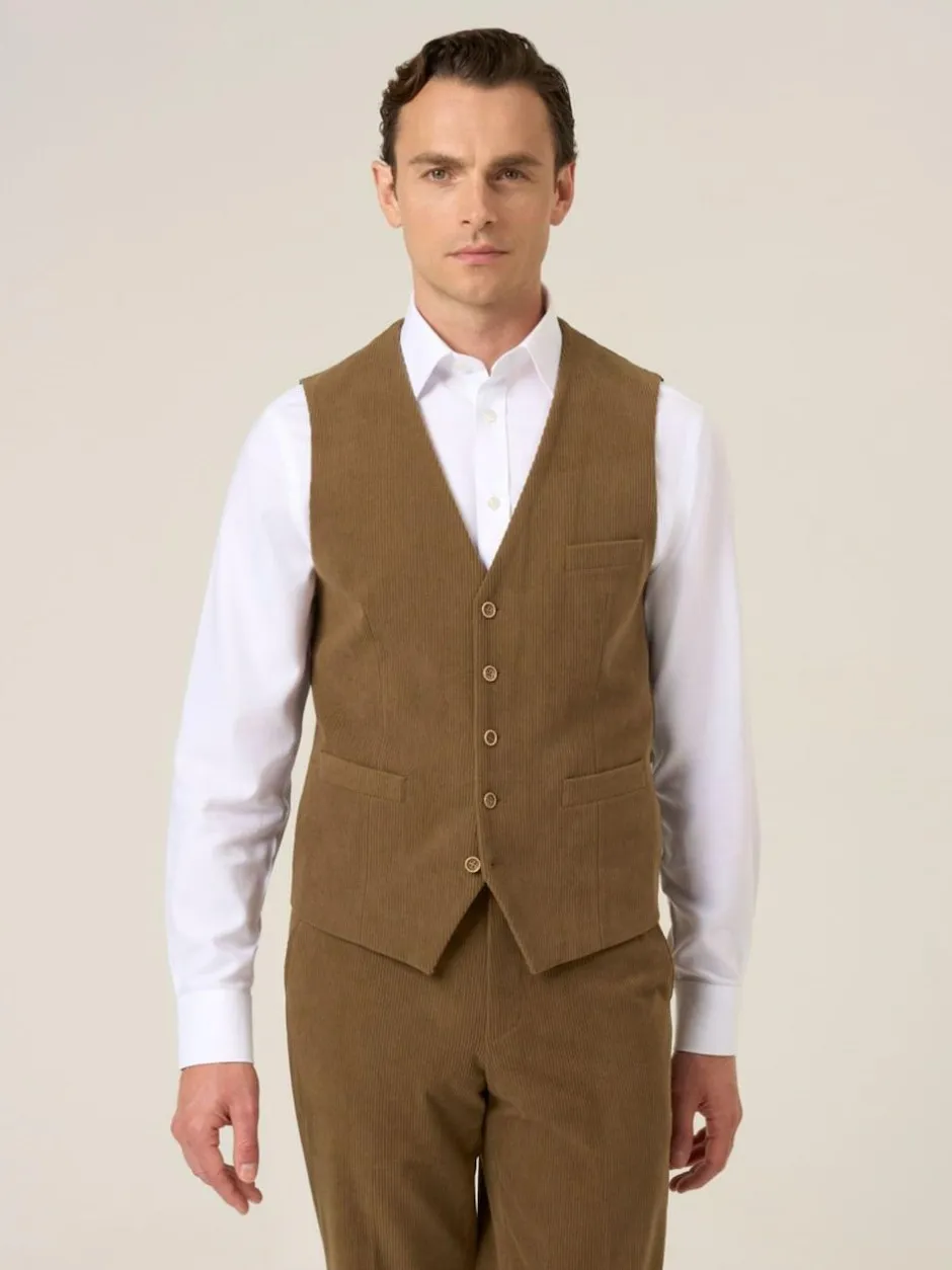 Skopes Dorsey Suit Corduroy Waistcoat Brown Hot