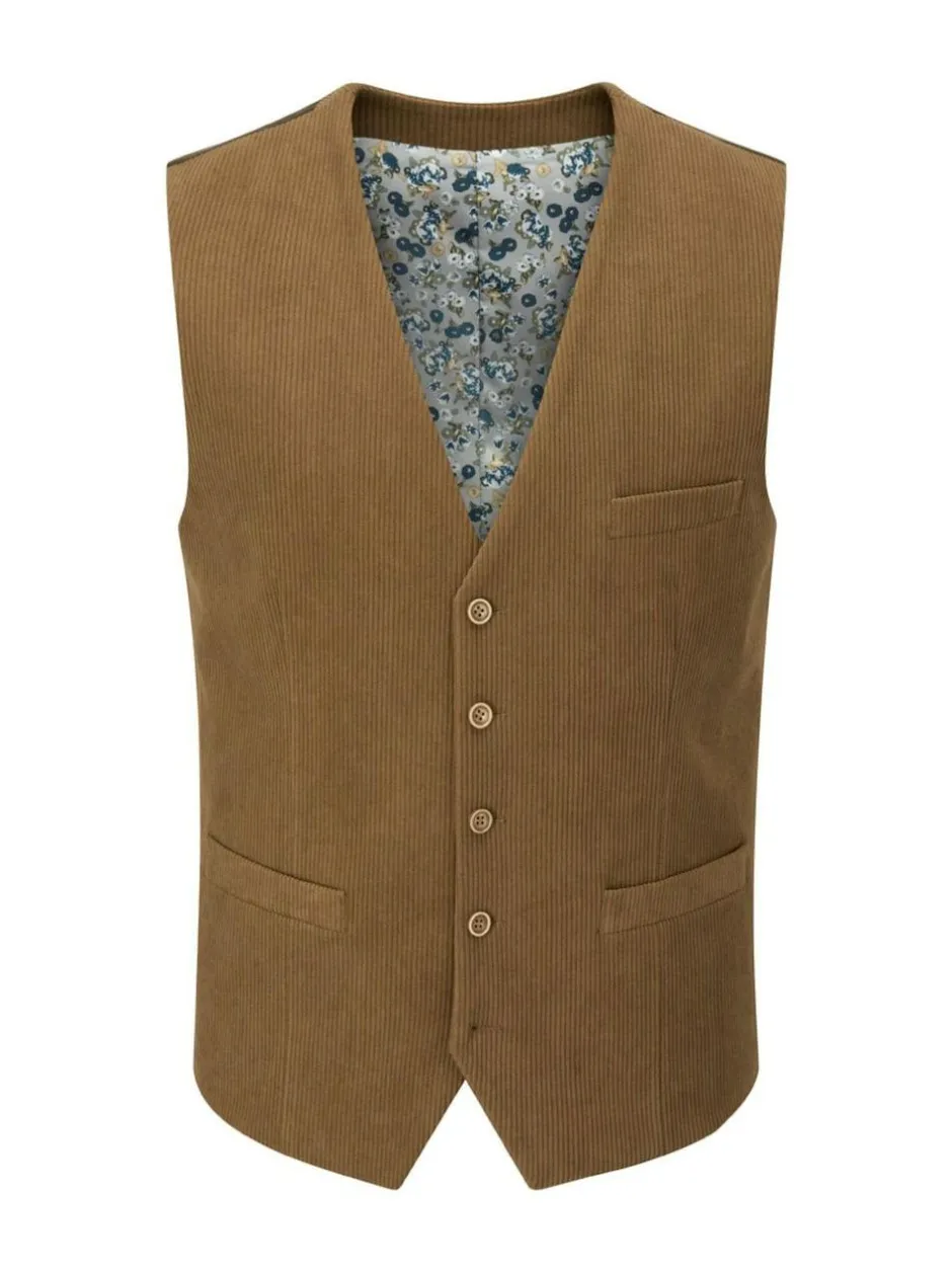 Skopes Dorsey Suit Corduroy Waistcoat Brown Hot