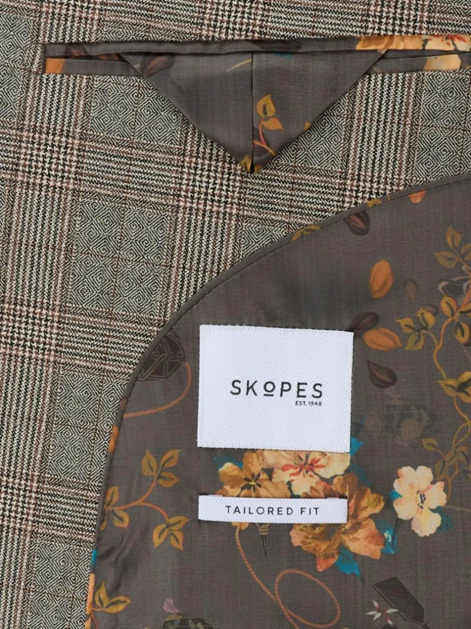 Skopes Brown Haley Tailored Fit Check Suit Jacket Discount