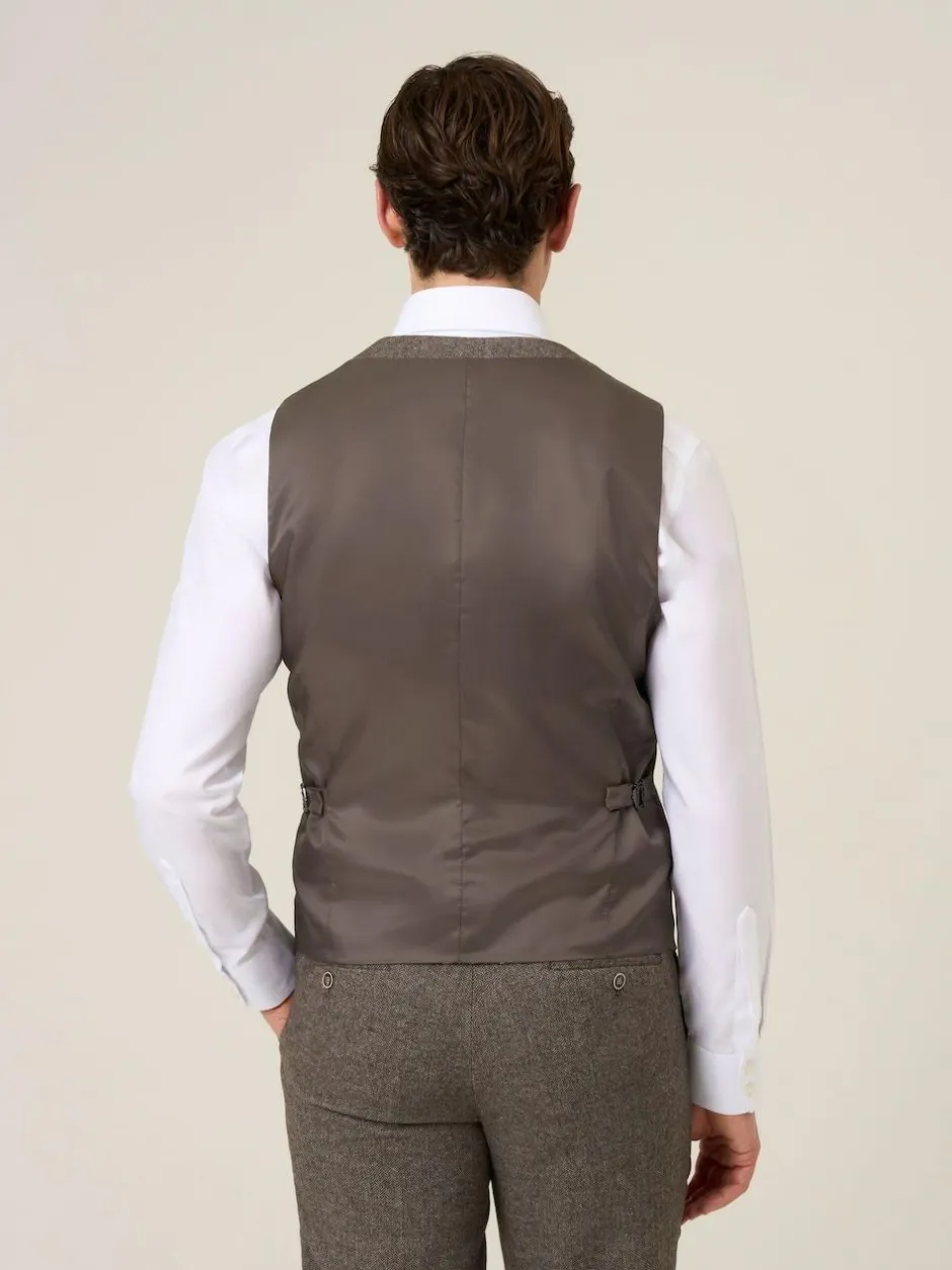 Skopes Brown Jude Tweed Tailored Fit Suit Waistcoat New